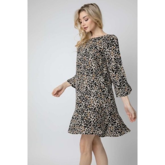 Davi & Dani Animal Print Ruffle Hem Shift - Picture 3 of 8